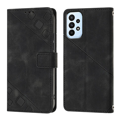 Handytasche Stand Schutzhülle Flip Leder Hülle YB1 für Samsung Galaxy A23 5G Schwarz