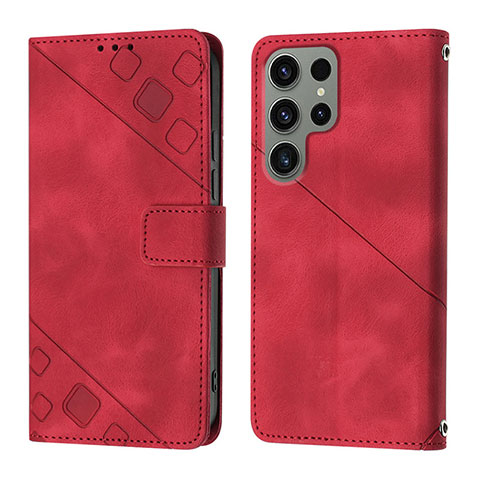 Handytasche Stand Schutzhülle Flip Leder Hülle YB1 für Samsung Galaxy S22 Ultra 5G Rot