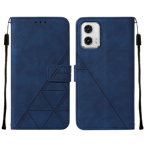 Handytasche Stand Schutzhülle Flip Leder Hülle YB2 für Motorola Moto G73 5G Blau