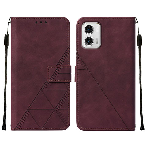 Handytasche Stand Schutzhülle Flip Leder Hülle YB2 für Motorola Moto G73 5G Rot