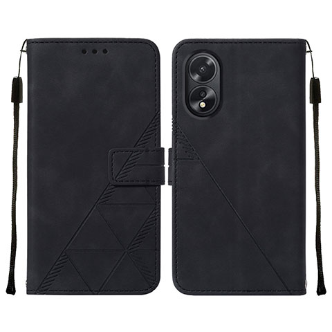 Handytasche Stand Schutzhülle Flip Leder Hülle YB2 für Oppo A18 Schwarz