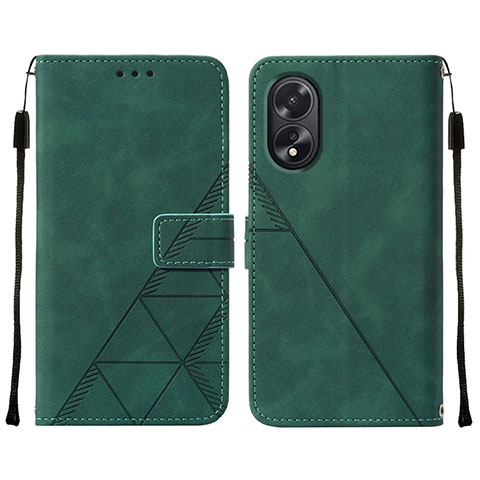 Handytasche Stand Schutzhülle Flip Leder Hülle YB2 für Oppo A38 Grün