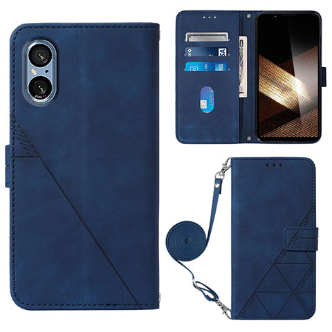 Handytasche Stand Schutzhülle Flip Leder Hülle YB2 für Sony Xperia 5 V Blau