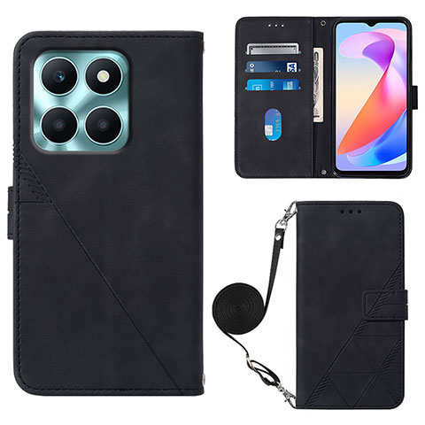 Handytasche Stand Schutzhülle Flip Leder Hülle YB3 für Huawei Honor X6a Schwarz