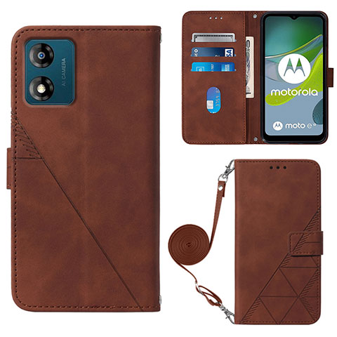 Handytasche Stand Schutzhülle Flip Leder Hülle YB3 für Motorola Moto E13 Braun