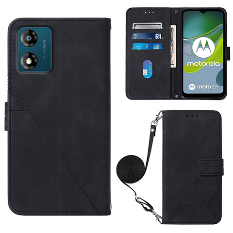 Handytasche Stand Schutzhülle Flip Leder Hülle YB3 für Motorola Moto E13 Schwarz