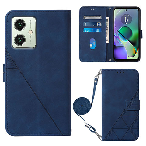 Handytasche Stand Schutzhülle Flip Leder Hülle YB3 für Motorola Moto G54 5G Blau