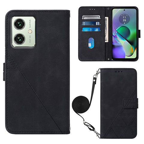 Handytasche Stand Schutzhülle Flip Leder Hülle YB3 für Motorola Moto G54 5G Schwarz