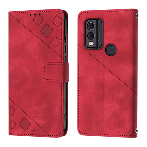 Handytasche Stand Schutzhülle Flip Leder Hülle YB3 für Nokia C22 Rot