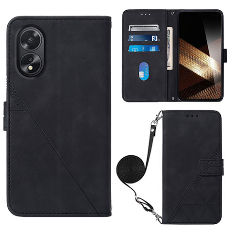 Handytasche Stand Schutzhülle Flip Leder Hülle YB3 für Oppo A18 Schwarz