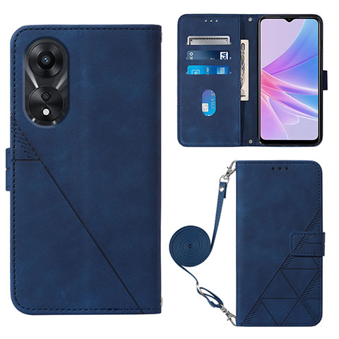 Handytasche Stand Schutzhülle Flip Leder Hülle YB3 für Oppo A58 5G Blau