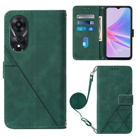 Handytasche Stand Schutzhülle Flip Leder Hülle YB3 für Oppo A58 5G Grün