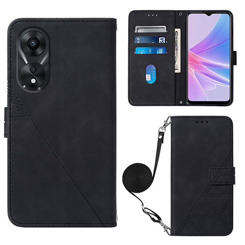 Handytasche Stand Schutzhülle Flip Leder Hülle YB3 für Oppo A78 5G Schwarz