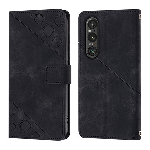 Handytasche Stand Schutzhülle Flip Leder Hülle YB3 für Sony Xperia 1 V Schwarz