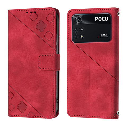 Handytasche Stand Schutzhülle Flip Leder Hülle YB3 für Xiaomi Poco M4 Pro 4G Rot