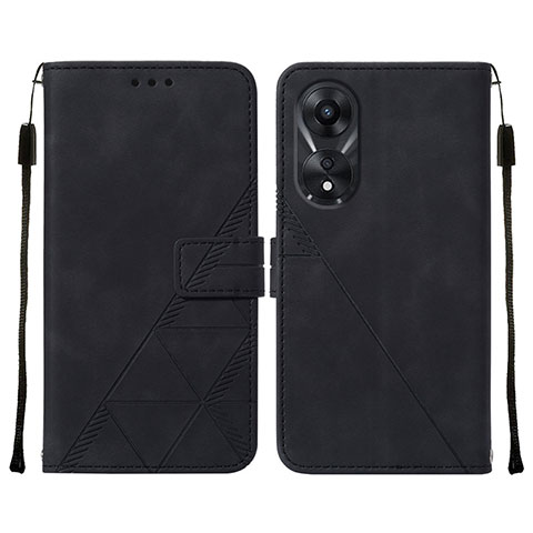 Handytasche Stand Schutzhülle Flip Leder Hülle YB4 für Oppo A58 5G Schwarz