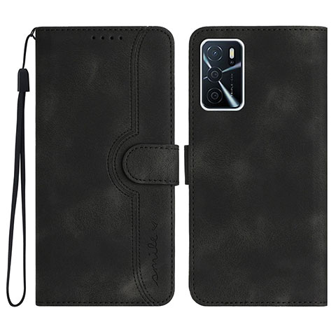 Handytasche Stand Schutzhülle Flip Leder Hülle YX1 für Oppo A54s Schwarz