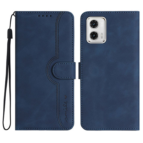 Handytasche Stand Schutzhülle Flip Leder Hülle YX2 für Motorola Moto G73 5G Blau