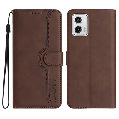 Handytasche Stand Schutzhülle Flip Leder Hülle YX2 für Motorola Moto G73 5G Braun