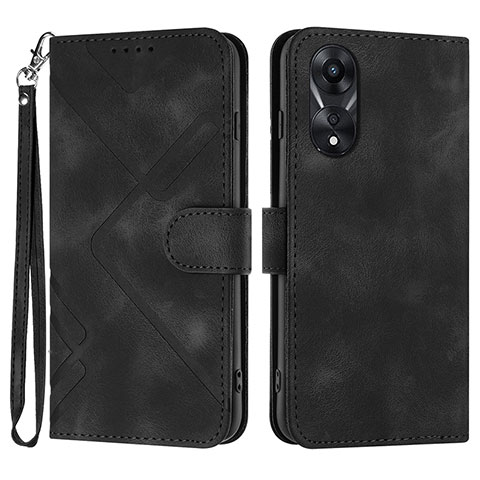 Handytasche Stand Schutzhülle Flip Leder Hülle YX2 für Oppo A38 Schwarz