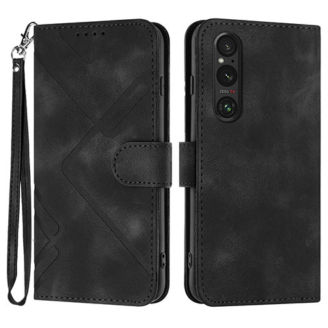 Handytasche Stand Schutzhülle Flip Leder Hülle YX2 für Sony Xperia 1 V Schwarz