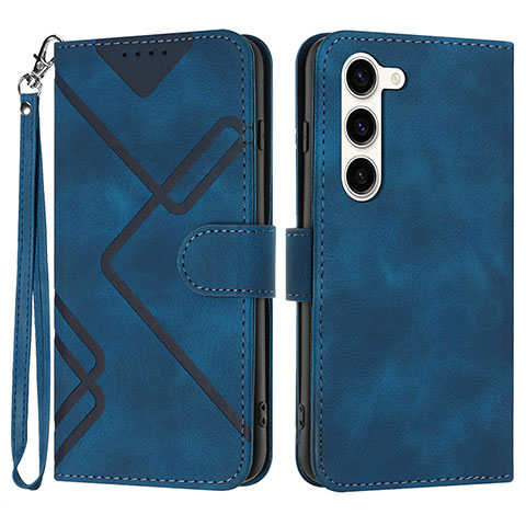 Handytasche Stand Schutzhülle Flip Leder Hülle YX3 für Samsung Galaxy S22 5G Blau