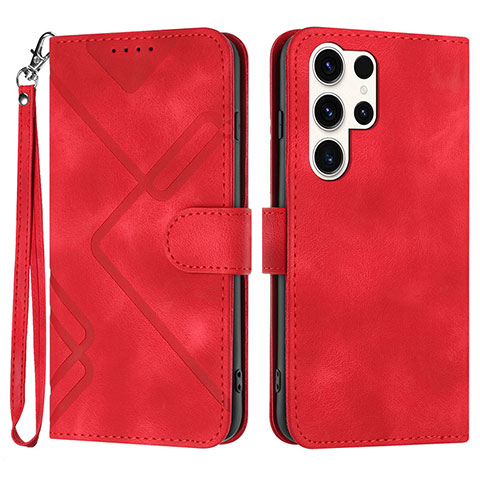 Handytasche Stand Schutzhülle Flip Leder Hülle YX3 für Samsung Galaxy S23 Ultra 5G Rot