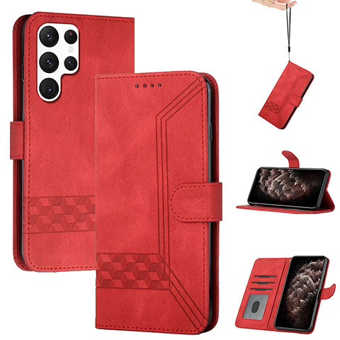 Handytasche Stand Schutzhülle Flip Leder Hülle YX4 für Samsung Galaxy S22 Ultra 5G Rot