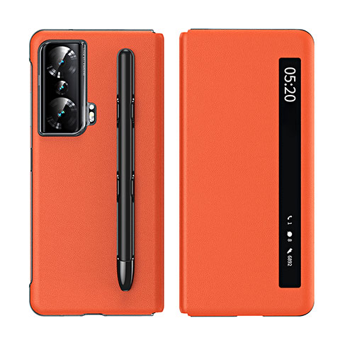 Handytasche Stand Schutzhülle Flip Leder Hülle ZL1 für Huawei Honor Magic Vs Ultimate 5G Orange