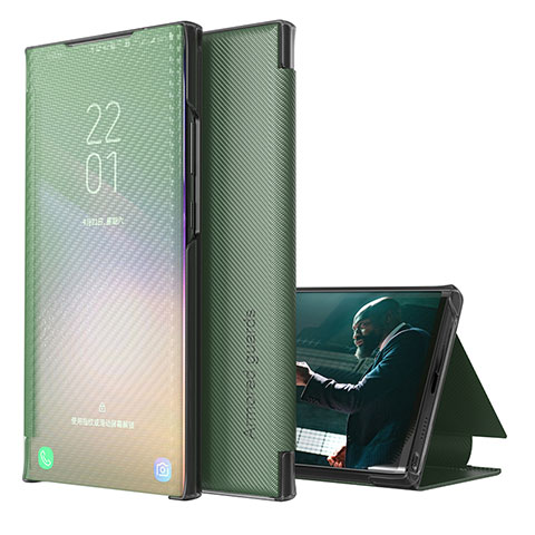 Handytasche Stand Schutzhülle Flip Leder Hülle ZL1 für Samsung Galaxy A02 Grün