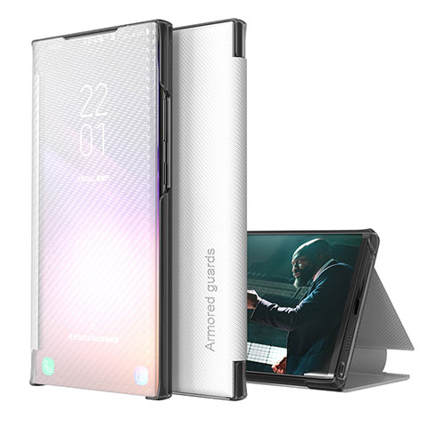 Handytasche Stand Schutzhülle Flip Leder Hülle ZL1 für Samsung Galaxy A32 4G Silber