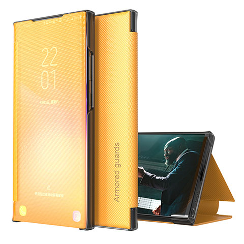 Handytasche Stand Schutzhülle Flip Leder Hülle ZL1 für Samsung Galaxy A50 Gelb