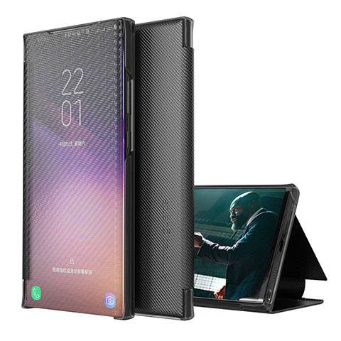 Handytasche Stand Schutzhülle Flip Leder Hülle ZL1 für Samsung Galaxy A50 Schwarz