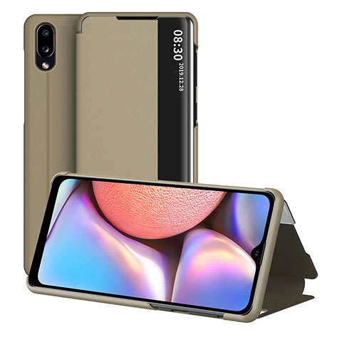 Handytasche Stand Schutzhülle Flip Leder Hülle ZL1 für Samsung Galaxy M01s Gold