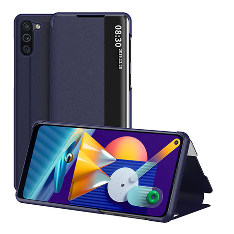 Handytasche Stand Schutzhülle Flip Leder Hülle ZL1 für Samsung Galaxy M11 Blau