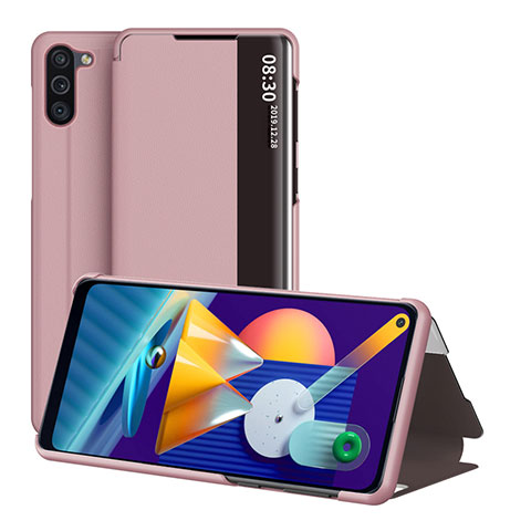 Handytasche Stand Schutzhülle Flip Leder Hülle ZL1 für Samsung Galaxy M11 Rosegold