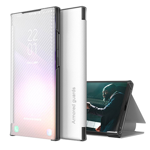 Handytasche Stand Schutzhülle Flip Leder Hülle ZL1 für Samsung Galaxy M31 Silber