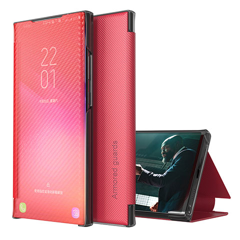 Handytasche Stand Schutzhülle Flip Leder Hülle ZL1 für Samsung Galaxy S23 Ultra 5G Rot