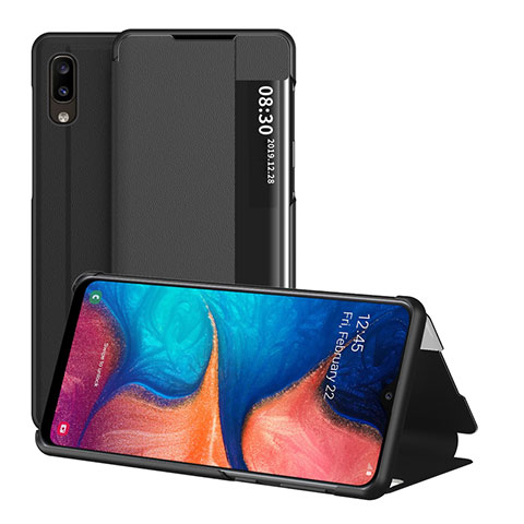 Handytasche Stand Schutzhülle Flip Leder Hülle ZL2 für Samsung Galaxy A20e Schwarz