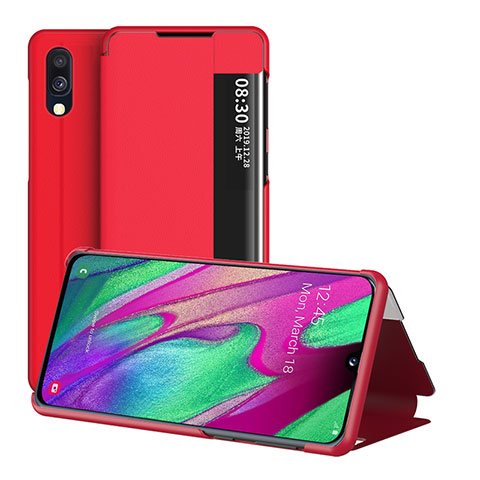 Handytasche Stand Schutzhülle Flip Leder Hülle ZL2 für Samsung Galaxy A40 Rot