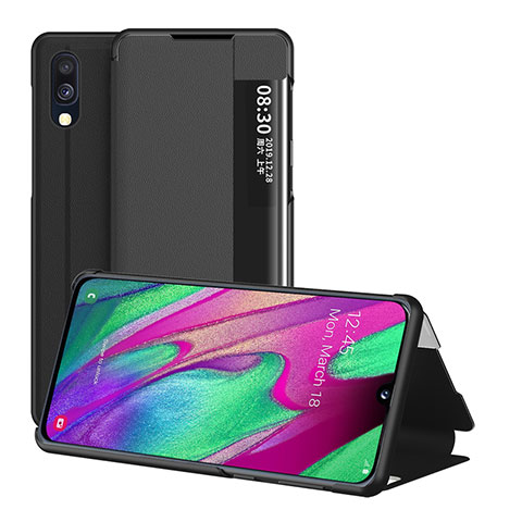 Handytasche Stand Schutzhülle Flip Leder Hülle ZL2 für Samsung Galaxy A40 Schwarz