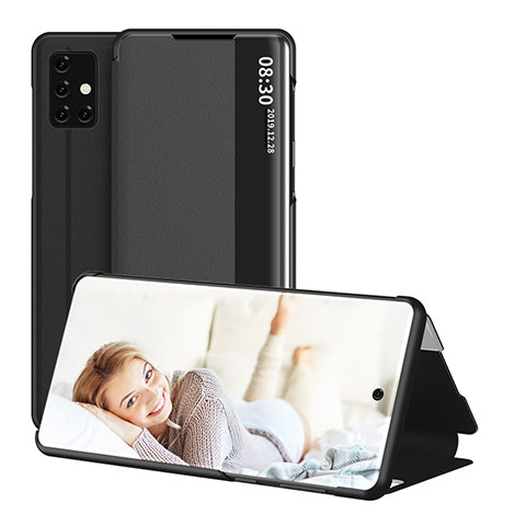 Handytasche Stand Schutzhülle Flip Leder Hülle ZL2 für Samsung Galaxy A51 5G Schwarz