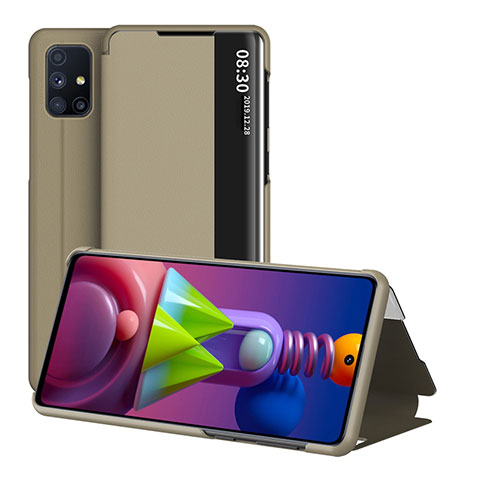 Handytasche Stand Schutzhülle Flip Leder Hülle ZL2 für Samsung Galaxy M51 Gold