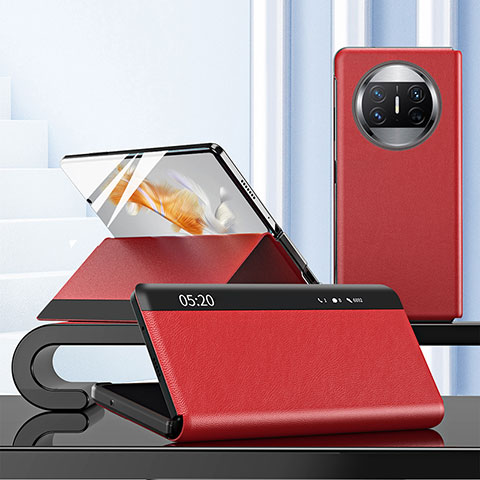 Handytasche Stand Schutzhülle Flip Leder Hülle ZL3 für Huawei Mate X5 Rot