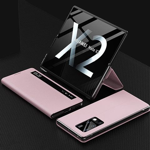 Handytasche Stand Schutzhülle Flip Leder Hülle ZL4 für Huawei Mate X2 Rosa