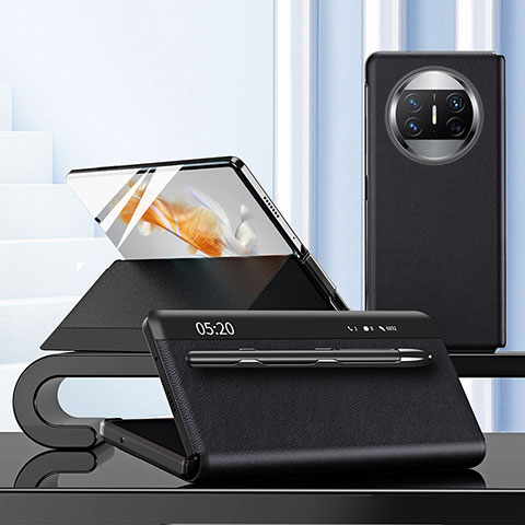 Handytasche Stand Schutzhülle Flip Leder Hülle ZL5 für Huawei Mate X3 Schwarz