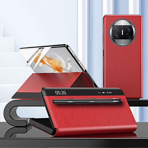 Handytasche Stand Schutzhülle Flip Leder Hülle ZL5 für Huawei Mate X5 Rot