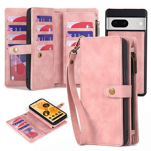 Handytasche Stand Schutzhülle Flip Leder Hülle ZY1 für Google Pixel 7 5G Rosegold