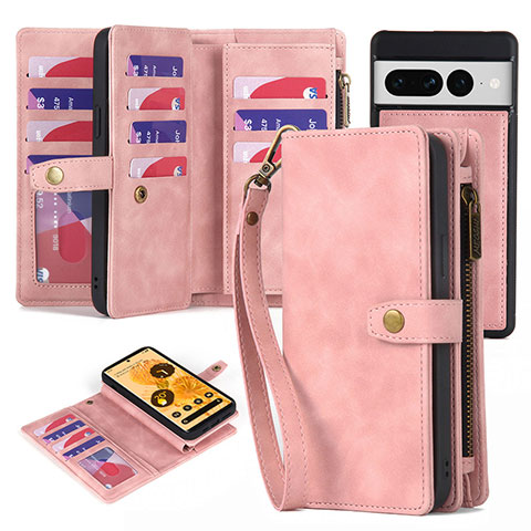 Handytasche Stand Schutzhülle Flip Leder Hülle ZY1 für Google Pixel 7 Pro 5G Rosegold