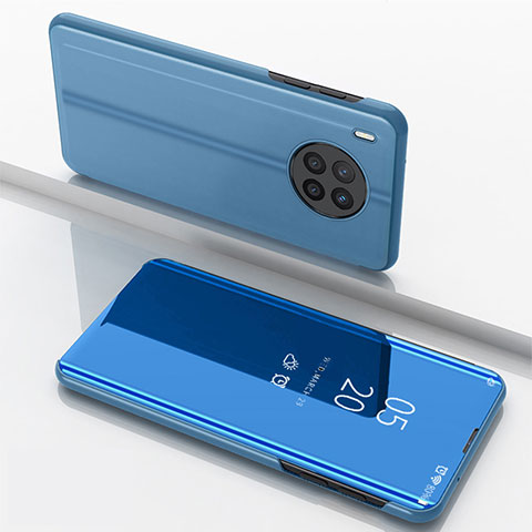 Handytasche Stand Schutzhülle Flip Leder Rahmen Spiegel Tasche für Huawei Nova 8i Blau